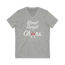 Load image into Gallery viewer, "Blood Sweet & Cheers" Unisex Jersey Short Sleeve V-Neck Tee