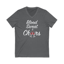Load image into Gallery viewer, "Blood Sweet & Cheers" Unisex Jersey Short Sleeve V-Neck Tee