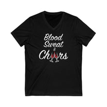 Load image into Gallery viewer, "Blood Sweet & Cheers" Unisex Jersey Short Sleeve V-Neck Tee