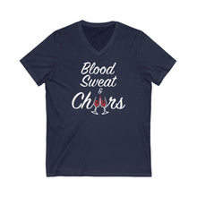 Load image into Gallery viewer, "Blood Sweet & Cheers" Unisex Jersey Short Sleeve V-Neck Tee