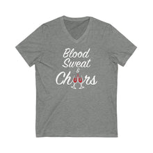 Load image into Gallery viewer, "Blood Sweet & Cheers" Unisex Jersey Short Sleeve V-Neck Tee