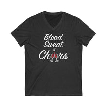 Load image into Gallery viewer, "Blood Sweet & Cheers" Unisex Jersey Short Sleeve V-Neck Tee