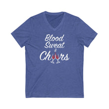 Load image into Gallery viewer, "Blood Sweet & Cheers" Unisex Jersey Short Sleeve V-Neck Tee