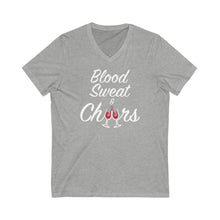 Load image into Gallery viewer, &quot;Blood Sweet &amp; Cheers&quot; Unisex Jersey Short Sleeve V-Neck Tee
