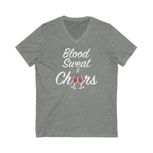 Load image into Gallery viewer, &quot;Blood Sweet &amp; Cheers&quot; Unisex Jersey Short Sleeve V-Neck Tee
